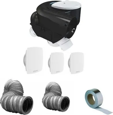 Image de Kit Complet Vmc Simple Flux 3 Bouches Autocosy Plus Gaines Et Bande Alu - Atlantic