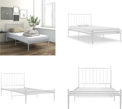 Produktbild von vidaXL Bett Weiß Metall 90x200 cm - Bettgestell - Bettgestelle - Bettrahmen - Bettrahmen