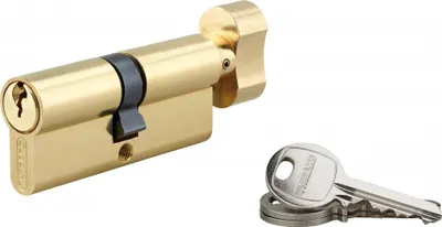 Image de Cylindre de serrure à bouton SA, 40Bx40mm, anti-arrachement, laiton, 3 clés - THIRARD