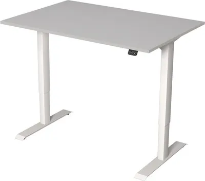 Imagen del producto de Escritorio eléctrico de altura ajustable Kerkmann Move 1, color gris claro, rectangular, estructura con base en forma de T, color blanco, dimensiones: 120,0 x 80,0 cm