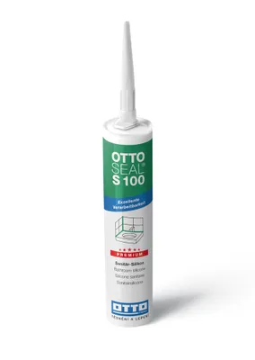 A tube of sealant on a white background.