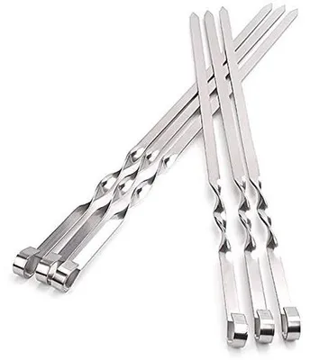 Image de Lot de 18 brochettes en acier inoxydable pour viandes et légumes