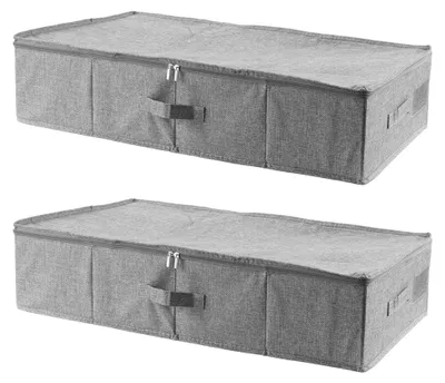 2er-Set Unterbett-Aufbewahrungsboxen, 76x40x17 cm, grau, faltbar
