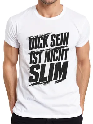 Productafbeelding van Dick Sein: Niet slim, grappig, overgewicht. Statement-shirt voor heren, wit, maat S