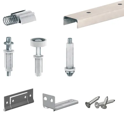Produktbild von Schiebetürbeschlag FALTSYSTEM SLID'UP 200, Laufschiene 908 mm, für 2 Paneele bis 14 kg, für Falttüren, Schränke, Nischen