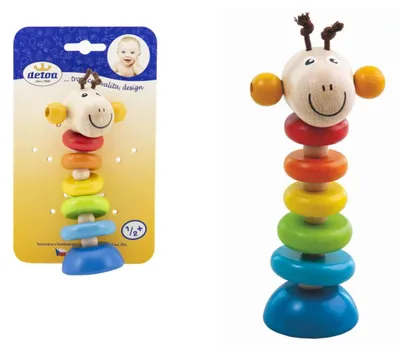 Obrázek produktu pro Žirafa na gumě dřevěná 15cm na kartě 6m+