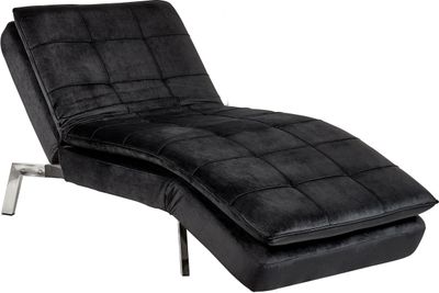 BELIANI Chaiselongue Schwarz Samtstoff mit Verstellbarem Kopfteil und Schlaffunktion Retro Design Glamouröser Stil