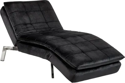 Produktbild von BELIANI Chaiselongue Schwarz Samtstoff mit Verstellbarem Kopfteil und Schlaffunktion Retro Design Glamouröser Stil