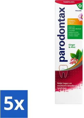 Image de Parodontax - Dentifrice - Herbal Twist - Gingembre & Menthe - 75 ml - Pack avantage - 5 pièces