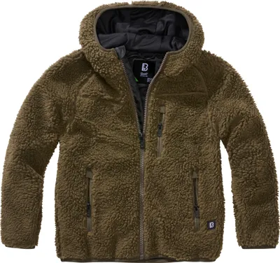 Produktbild von Brandit Kinder Teddyfleece Outdoorjacke Kapuzen Größe 158/164 Farbe Oliv