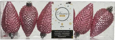 Produktbild von Christbaumschmuck Zapfen 8cm Kunststoff 6 Stück - Lippenstiftrosa