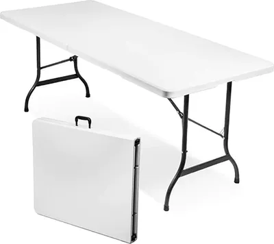 Immagine prodotto di Milani Home - tavolo catering, rettangolare, pieghevole, 10 posti, salvaspazio, acciaio e ABS, bianco, 240 x 74 cm
