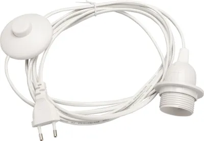 Produktbild von E27 Lampenfassung mit Fußschalter Netzkabel 3,5m Lampenaufhängung Sokel 350WS weiß