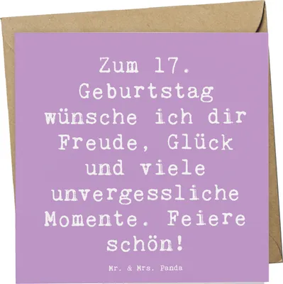 Produktbild von Mr. & Mrs. Panda Grußkarte Spruch 17. Geburtstag - Lavendeltraum - Geschenk, faltkarte, unvergessliche Momente, neue Erfahrungen, anlasskarte, Glückwunschkarte, feiern