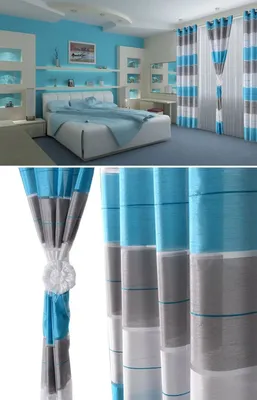 Produktbild von Fertiggardine Gardine Ösen - Vorhang - Transparent Ösenvorhänge, Blau-Grau-Weiß