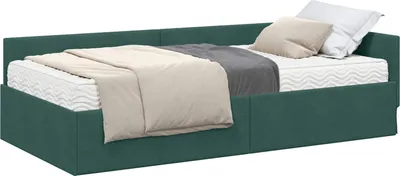 Image de vidaXL Cadre de lit d'angle avec matelas Autres 2 pcs vert velours
