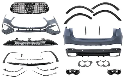Image de Kit carrosserie pour SUV Mercedes GLE W167 2024+ : pare-chocs, calandre et sorties d'échappement au design GLE53.