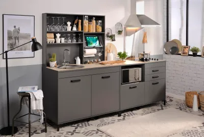 Obrázek produktu pro Bufet Moove 118 cm, 3 police a držák na kuchyňské utěrky – antracit