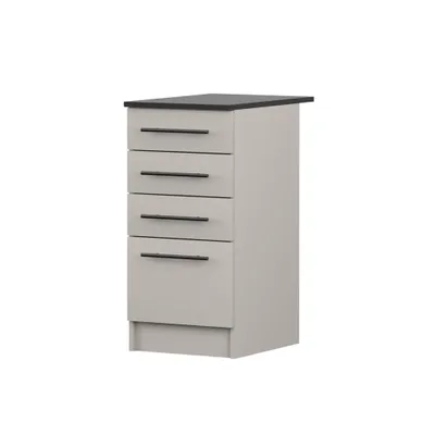 Produktbild von Unterschrank INEZ V, Küche, Küchenschrank 40 cm Kaschmir/Schwarz mit vier Schubladen, schwarze Metallgriffe