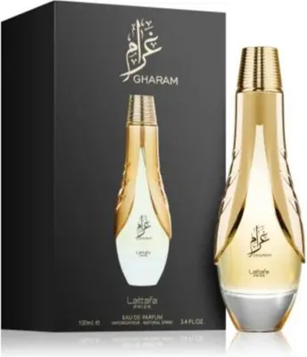 A product shot of a perfume bottle and its packaging.