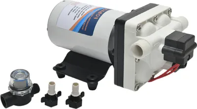 Obrázok produktu pre 24 V membránové čerpadlo na vodu, 4 komory, samonasávacie čerpadlo, 3,3 GPM, čerpadlo na prečerpávanie vody, 55 PSI s filtrom na vodu, hadicové prípojky pre kuchyňu, kúpeľňu, obytný automobil, karavan, jachtu, poľnohospodárstvo, záhradnú hadicu