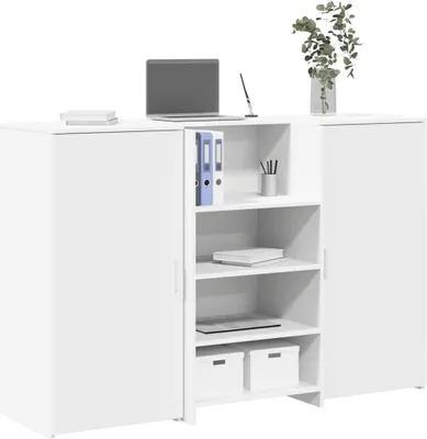 Produktbild von "2026 Promotion" Empfangstheke Weiß 155x50x103,5 cm Holzwerkstoff - Schreibtische CC17878