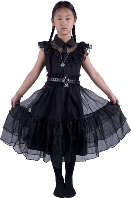 Produktbild von Wednesday Addams Ballkleid vom Rabentanz für Mädchen | Wednesday Kinder Kostüm | Inkl. Halskette | Größe: 152