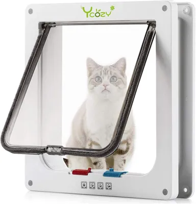Imagen del producto de Mirilla para gatos con sistema de cierre de 4 vías, de 19,8 x 19 cm, ideal para perros pequeños y gatos