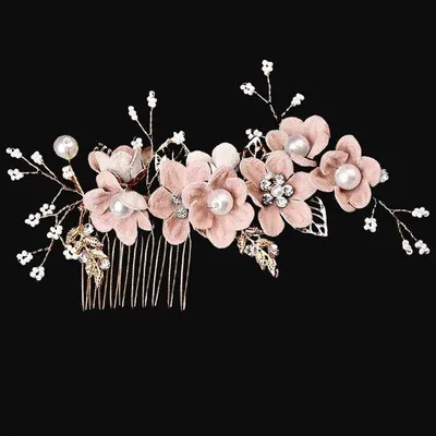 Produktbild von Haarzijdenaccessoires für Braut - Haarzubehör mit Blumenhaarspangen (Rosa)