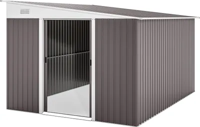Produktbild von Metall-Geräteschuppen Schrägdach verriegelbare Doppeltür 2,8 x 3,45 x 2,01m Grau