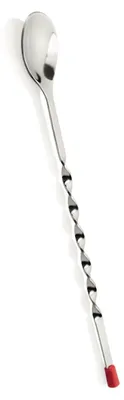 Image de Cuillère à cocktail avec pommeau rouge, 28,5 cm