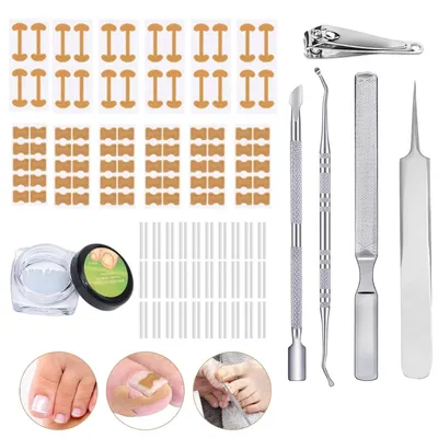 Produktbild von 18 Stück Eingewachsene Zehennägel Set,Zehennagel Korrekturset mit Nagelkorrektur Patch Werkzeugset für Fußpflege und Nagelpflegeartikel Fußpflege