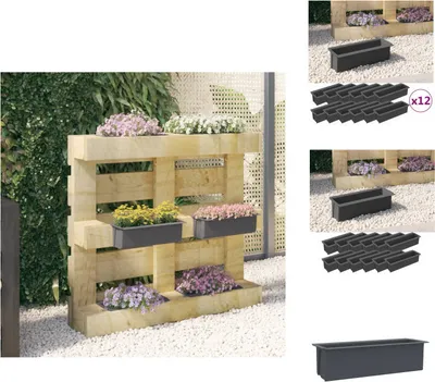 Obrázek produktu pro vidaXL Box na květináče pro europalety 12 ks. Šedý 36x13,5x9,5 cm PP - Květináče a sadbovače