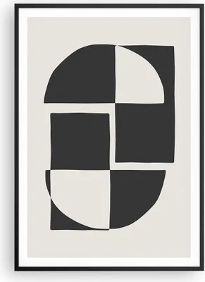 Produktbild von Gerahmtes Poster - Schwarzer Rahmen - Abstraktion Kontrast Figuren - 70x100 cm - Wand Bild - Wanddeko - Wandbilder - Kunstposter - Wandposter - Bilderrahmen - Bilder - Kunstdruck - P2BPA70x100-4495