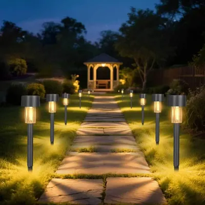 Solar-Kettenlichter 12er-Set, LED, warmweiß, wasserdicht für Außen