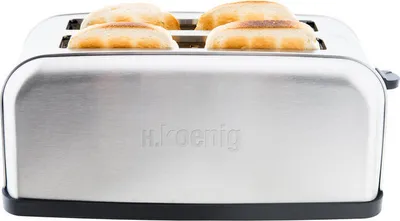 Produktbild von H.Koenig TOS28 Toaster / 4 Scheiben / 7 Bräunungsstufen / 3 Funktionen / Krümelfach / Edelstahl