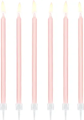 Image de Bougies d'anniversaire avec support 12.5cm rose clair Set de 12 bougies