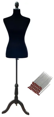 Produktbild von Verstellbare Schneiderpuppe 130šC168 cm mit Holzstativ fš¹r Modefotografie und Kleiderpr?sentation šC Schwarz