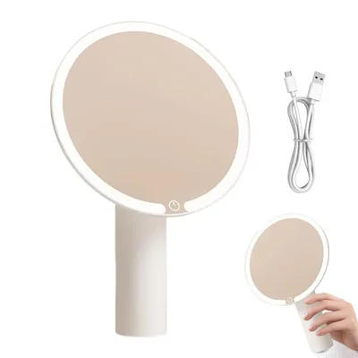Produktbild von LED Schminkspiegel Aufladbar, Kosmetikspiegel, 3-Farben Licht, Intelligente Helligkeit, Tischspiegel Make-up, LED Licht