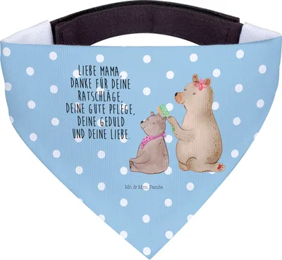 Produktbild von Mr. & Mrs. Panda Hundehalstuch Bär Kind - Blau Pastell - Geschenk, Bandana für Hunde, Muttertag, Halstuch, Tochter, Dreieckstuch, Mama, Mutter, Hunde-Bandana, Familie