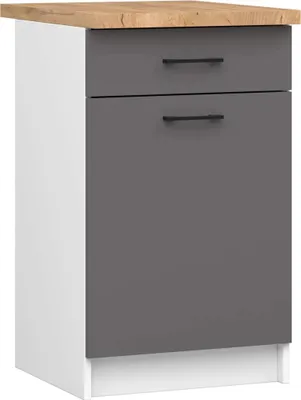 Image de Meuble bas de cuisine VERMINA 50 cm avec tiroir - blanc / gris