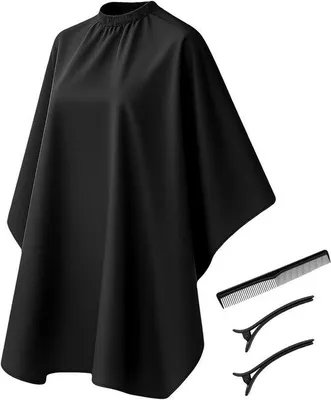 Produktbild von Famanu Friseurumhang schwarz 165 x 145 cm - wasserfest, antistatisch, Nylon