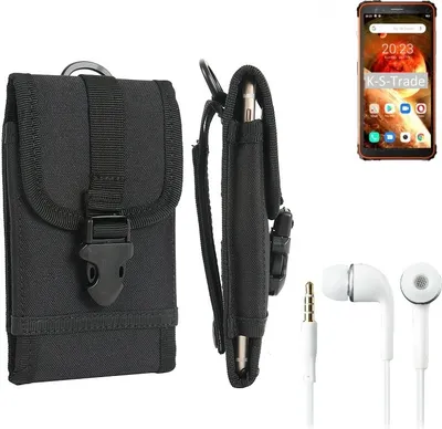 Produktbild von K-S-Trade Holster Schutz Hülle kompatibel mit Blackview BV6600 Gürteltasche Handy Hülle Tasche outdoor Seitentasche schwarz 1x + Kopfhörer