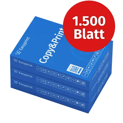 Produktbild von Easyprint Druckerpapier Kopierpapier 1500 Blatt 3 x 500 A4 Premium Hochweiß CIE 160 PEFC