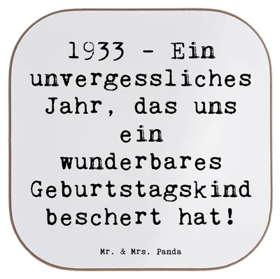 Produktbild von Mr. & Mrs. Panda Untersetzer für Gläser Spruch 1933 Geburtstag - Weiß - Geschenk, Coaster, Happy Birthday, Alter, gläseruntersetzer, Glas, Erinnerung, Getränkeuntersetzer