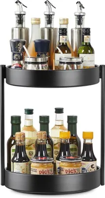 Immagine prodotto di Scaffale nero a due ripiani, 25,8 cm, ideale per cucina e bagno