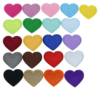 21 herzförmige Aufbügel-Patches, 21 Farben, 3,5x4 cm