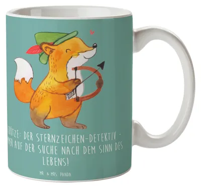 Produktbild von Mr. & Mrs. Panda Kaffeebecher Schützenblick - Meeresbrise - Geschenk, Optimismus, Tasse, Becher, Horoskop, Tierkreiszeichen, Sternzeichen, Kaffeetasse, Abenteuerlust