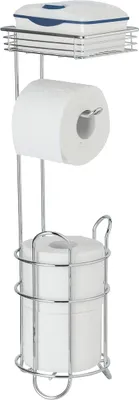 Produktbild von WENKO Toilettenpapierhalter, chrom, stehend mit Ablage und Ersatzrollenhalter