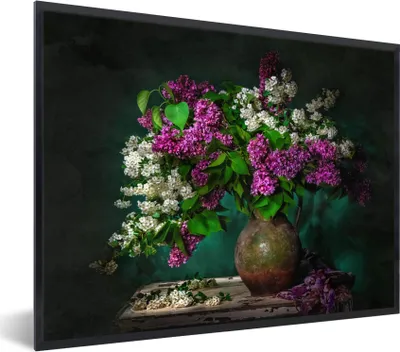 Produktbild von MuchoWow® Gerahmtes Poster Vintage - Blumen - Stilleben 80x60 cm - Poster mit Schwarzem Bilderrahmen Wandposter Rahmen Foto Bilder - Schwarzem - Mit Gestell